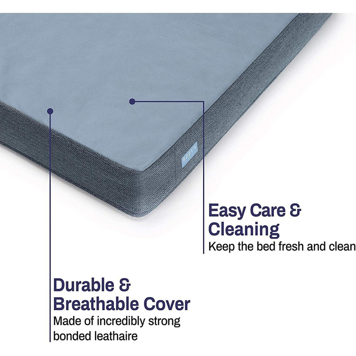 Ортопедичне лежанка для собак з гелевим шаром та пам'яті ефекту, водовідштовхувальне, для великих та малих собак, знімний чохол, блакитний (L)