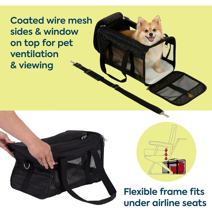 Транспортний бокс для тварин Sherpa Travel, великий (43 x 28 x 27 см), чорний, схвалений авіаперевізниками