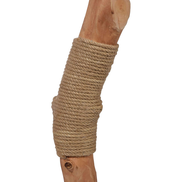 Дерев'яна кігтеточка для котів Dobar® 35290FSCe Design - з джутовою обробкою та іграшкою, Ø 50 x 72-82 см, Колір: Браун (Holly)