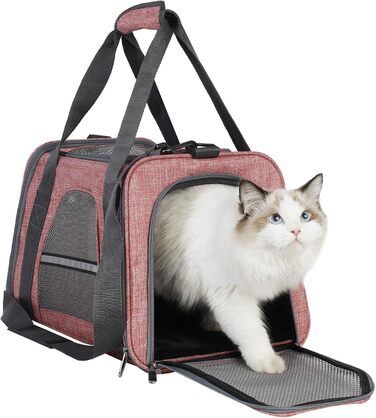 Транспортна переноска для кота, переноска для котів, складана переноска-сумка, переноска для собак, переноска з регульованим плечовим ременем, котяча переноска, червона