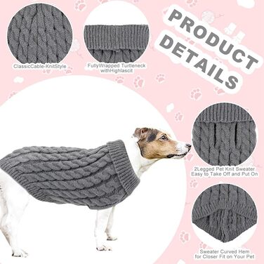 Теплий зимовий пуловер для собак - 2 шт. (Сірий+Чорний) | Для дрібних порід, джек-расселів та цуценят