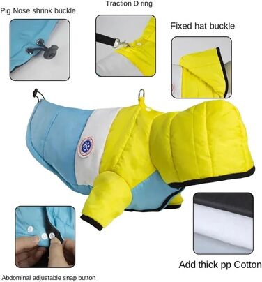 Зимова куртка для собак, бавовна, теплий одяг для домашніх тварин, курточка для цуценят та собак середніх та маленьких порід, котів, чихуахуа, бульдога, мальтійця (колір: помаранчевий, розмір: M)