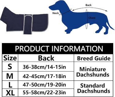 MOREZI Зимова куртка для собак, утеплена флісовою підкладкою, з регульованою застібкою-липучкою та відкидним коміром. Підходить для такс та собак середніх розмірів, колір: темно-синій, розмір S (довжина спини: 36-38 см)