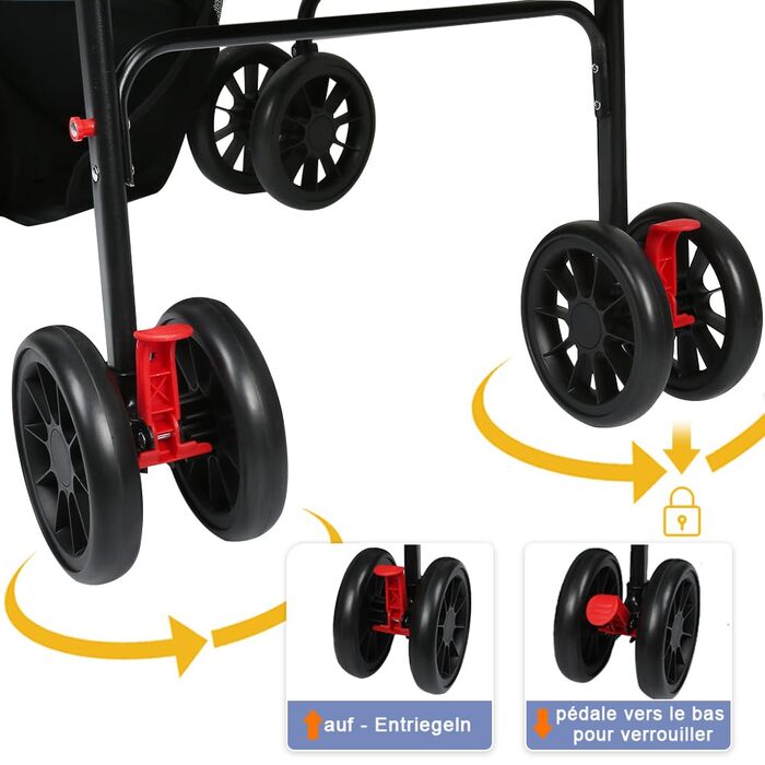 Дитяча коляска для собак та котів Homewell, складана, до 20 кг, з ременями на плече, багажником та тримачем для напоїв (Рожева)