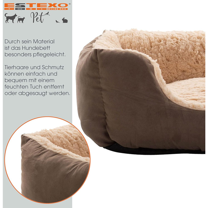 Крісло-ліжко для собак ESTEXO, м'яке, 75x60x19 см, коричневий/бежевий