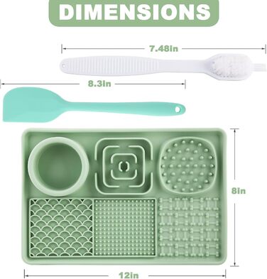 Килимок для собак та котів з силікону Slow Feeder з присосками, для зняття тривоги, для наповнення йогуртом/арахісовою пастою, легко миється, зелений, 30x20 см