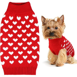 Вовняний пуловер для собак на День святого Валентина з червоним серцем (малий)