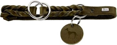 Дресирувальний нашийник для собак HUNTER SOLID EDUCATION, шкіряний, м'який, оливковий, розмір M (50 см)