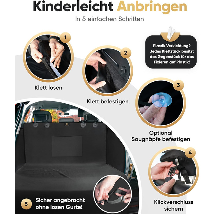 Захист для багажника автомобіля для собак HELDENWERK - універсальний, водовідштовхувальний, стійкий до подряпин, з захистом бокових панелей та краю завантаження. Підходить для собак.