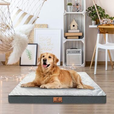 Ортопедичне ліжко для собак великих порід, м'яке, дихаюче, знімний чохол, антиковзаюче дно, сіре, 76x50x8 см