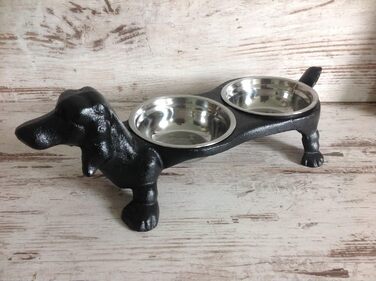 Миска для собак, чаша для корму, годівниця для собак з чавуну, подвійна миска