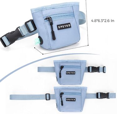 Сумка для ласощів для собак з металевим кліпом для пояса, міцна застібка-магніт, велика місткість, диспенсер для пакетів для вигулу (Світло-блакитний)