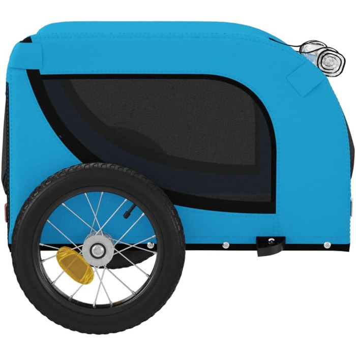 Причіп для велосипеда, переноска для собак та домашніх тварин, 124x53x53 см, блакитний та чорний