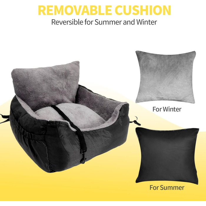 Автокрісло для собак великих порід, автоліжко для собак та котів, зручне автоліжко для тварин з поворотцем та антиковзною основою, чорний колір, великий розмір