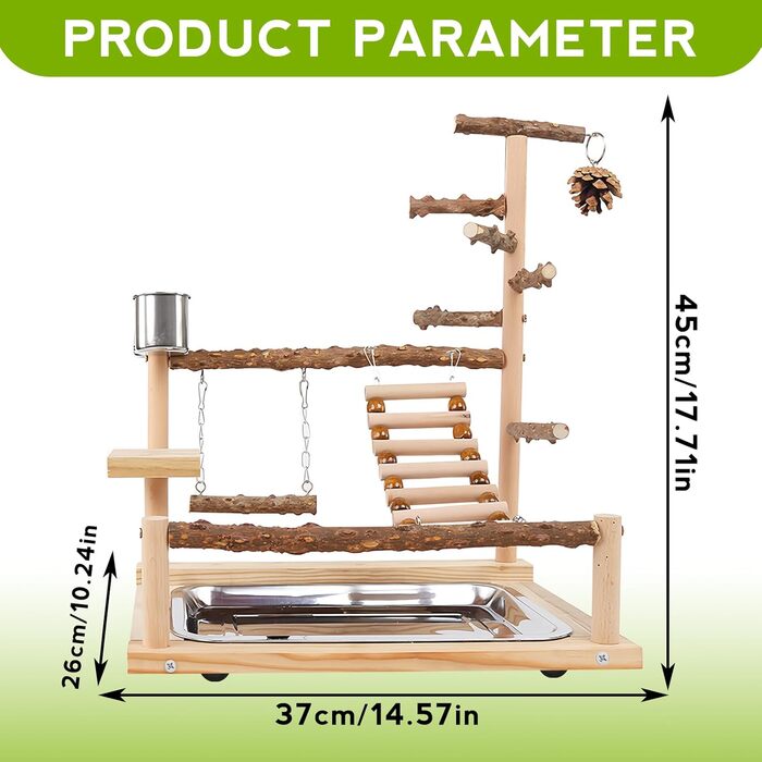 Ігровий майданчик для птахів з годівницями та підставкою, тренажер для папуг, колібрі, хвилястих поніків, ара