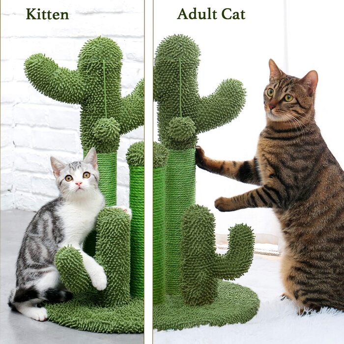 Креативний когтеточка-кактус PAWZ Road для котів, 3 стовпи, зелений, розмір L (42×68,5 см)