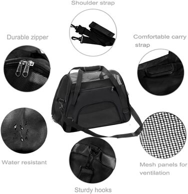 Сумка-переноска для домашніх тварин з м'якими боковинами (Чорний)