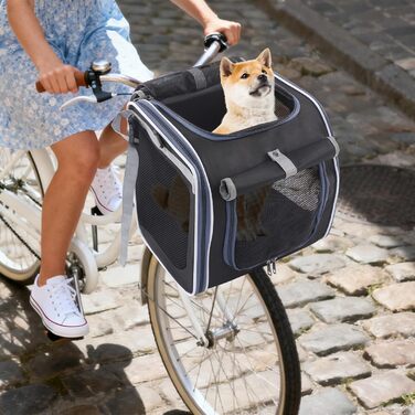 Клітка-переноска для тварин на велосипед, 36x25x36 см, чорна