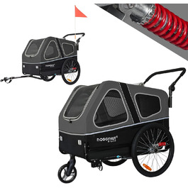 Doggyhut S-Line XL Візок-причіп для собак з амортизацією 2-в-1, велосипедний причіп та біговий візок для собак до 45 кг