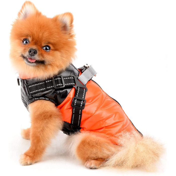 Водонепроникна зимова куртка для собак та котів SMALLLEE_LUCKY_STORE, оранжевого кольору, розмір M