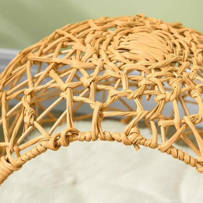 Кігтечка Pawhut для котів: затишна хатинка-ліжко з ротангу, коричнева, Ø45 x 57 см