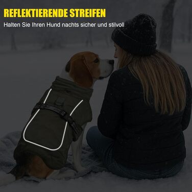 Зимовий одяг для собак FeimaX: теплий, вітронепроникний зимовий одяг для середніх та великих собак. Відображаючий, регульований жилет для тварин з кільцем D (зелений, 6XL)