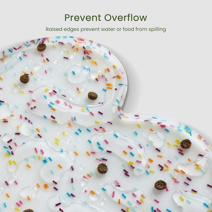 Килимок для годування собак та котів, силіконовий, з підвищеним бортиком, неслизький, водонепроникний, для цуценят та кошенят, підходить для собак та котів середніх розмірів, білий, 65х33 см