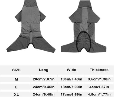 Водонепроникний зимовий теплий одяг для собак, теплий комір, для прогулянок, хандерінгу та кемпінгу, розмір M (Сірий, розмір XL)