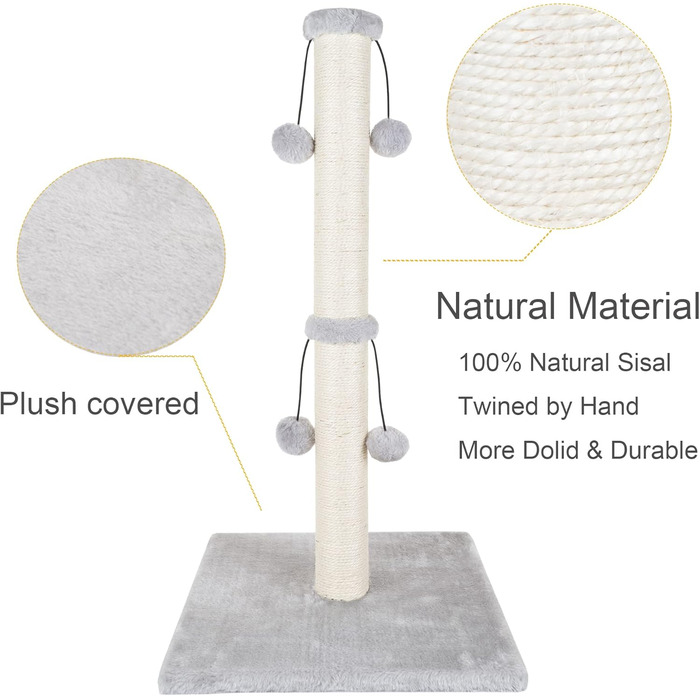 Дім-кігтеточка для великих котів Dimaka, 86 см, з іграшкою, сірий колір