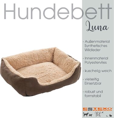 Крісло-ліжко для собак ESTEXO, м'яке, 75x60x19 см, коричневий/бежевий