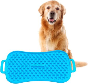 Килимок для собак Marley Reversible Lick Mat: силікон, повільне годування, антиковзаюча поверхня, блакитний колір