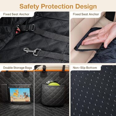 Накладка на сидіння автомобіля для собак Pecute, чорно-помаранчевий, до 150 кг, для подорожей