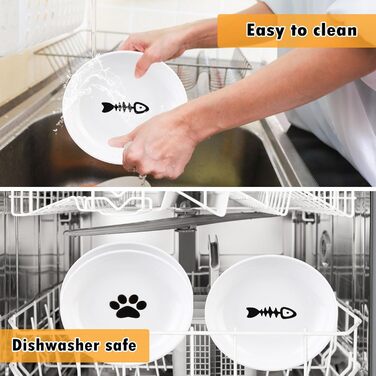 Набір мисок для котів з кераміки, 6 шт. - миски для корму та води (15x2,6 см)