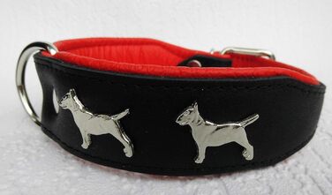 Шкіряний нашийник Bullterrier для собак, 33-41 см, 45 мм, чорний/коричневий/червоний