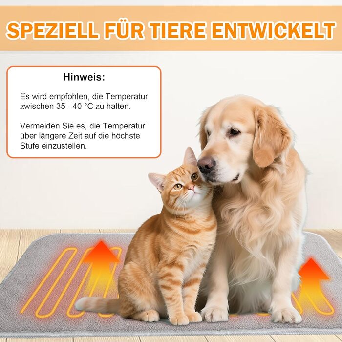 Кішечковий/Собачий нагрівальний килимок TEOV 60x90 см, регулювання температури 20-55°C, таймер, водонепроникний