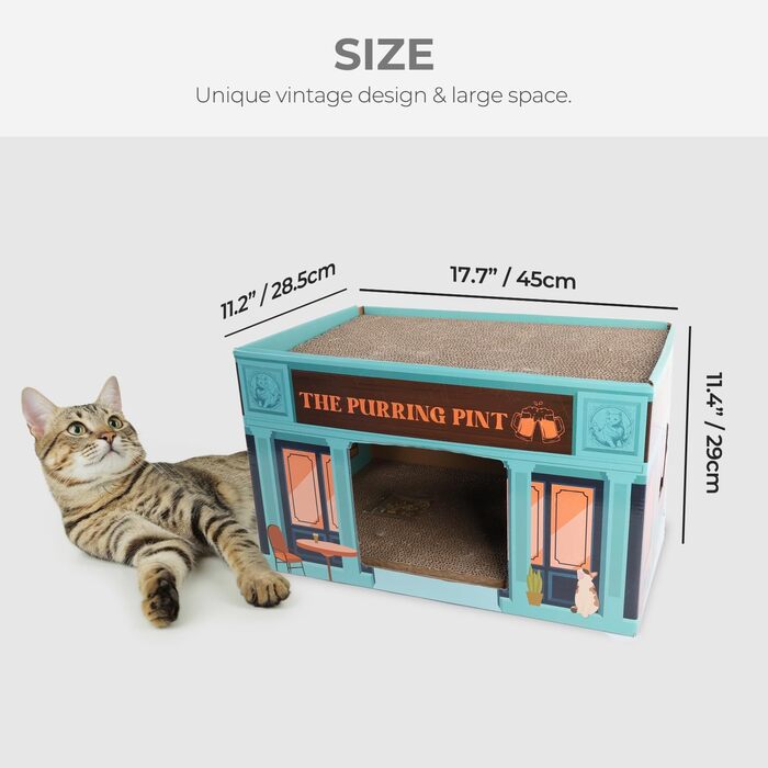 Котяче дряпальний будиночок Happy Go Lucky - великий, з гофрокартону, для дому, знімний