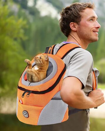 Рюкзак для собак та котів PETCUTE, зручний для подорожей, з підкладкою та водонепроникним дном, оранжевий