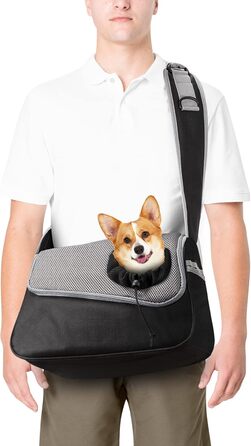 Сумка-переноска для собак та котів, чорна, до 5 кг, регульована, для прогулянок