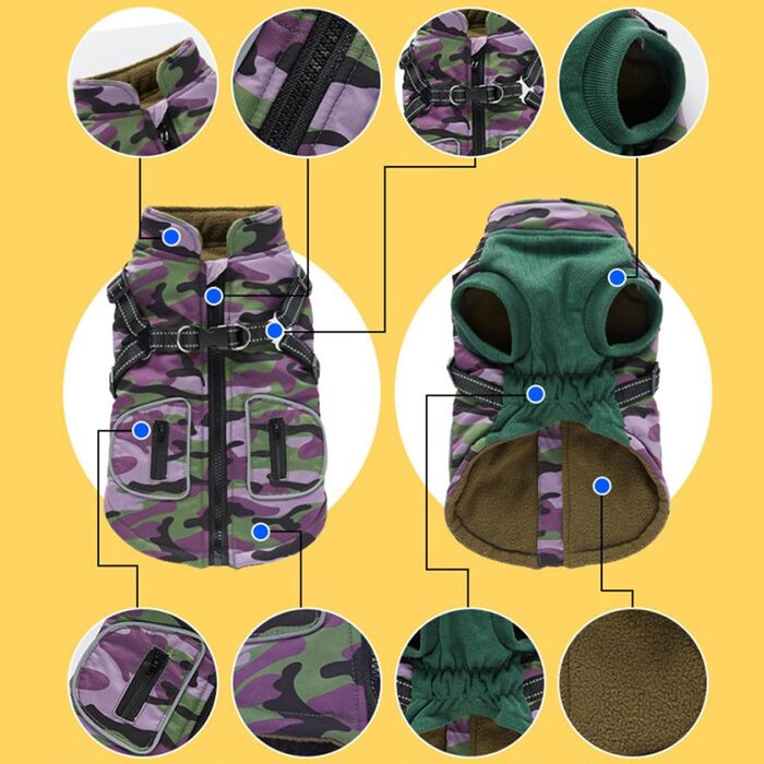 Тепла та водонепроникна жилетка для собак з інтегрованим шлейкою | Зігріваючий зимовий одяг для тварин