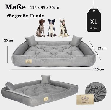 Ортопедичне ліжко для собак великих порід King Dog: зелений велюровий кошик для домашніх тварин, 115 x 95 см, легко миється, силіконова наповнювач