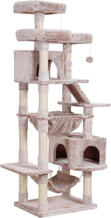 Heybly Muchroom HCT030MU великий котячий комплекс 185,4 см XXL для домашніх котів, меблі для великих котів з м'якою плюшевою перекладиною, зручним кошиком і стовпчиками для дряпання