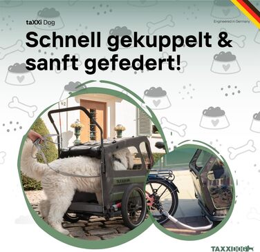 Фаркоп для собак TAXXI Dog M – велосипедний причіп для собак до 40 кг – з переднім та заднім входом, сітковими вікнами, відбивачами, з'єднувачем – складний та вологостійкий