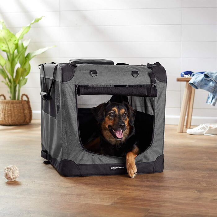 Складана м'яка переноска для собак Amazon Basics, 91×59×61 см, сіра