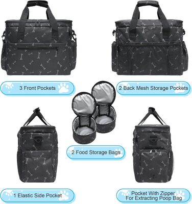 Чемодан-переноска для собак MyDays, валіза для тварин, переноска на вихідні з розкладним миском (Чорний)