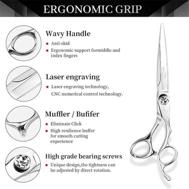 Набір професійних ножиць для грумінгу собак 6 дюймів: прямі та розріджуючі ножиці з нержавіючої сталі 440