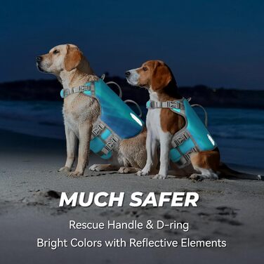 Жилет рятувальний для собак VIVAGLORY Neoprene, L, блакитний (66-74 см)
