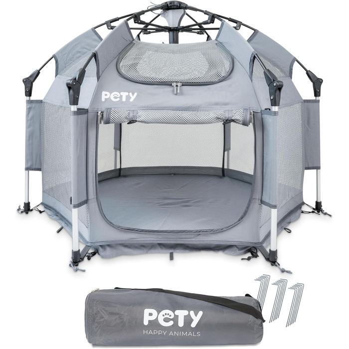 Клітка-переноска для собак Pety - 100x60 см, антрацит. Переноска для собак, вольєр для кемпінгу, вольєр для дому та відпочинку