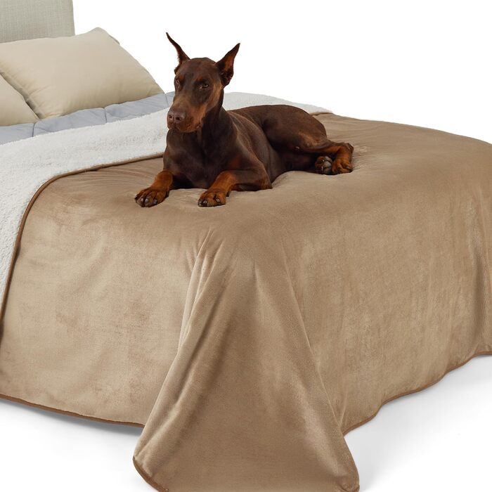 Водонепроникний коврик для собак великих порід Lesure - 152x127 см, Sherpa Fleece, для дому та на вулицю, миється, підходить для котів, теплий та м'який