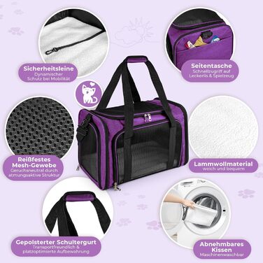 Транспортна сумка для кота та собаки, переноска для собак, складана переноска для котів, портативна переноска для тварин, 5 кг, для середніх собак та котів (Зелений, фіолетовий)