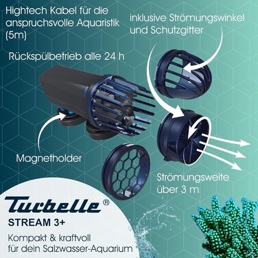 Циркуляційна помпа TUNZE Turbelle Stream 3+ з електронним керуванням, пропелерна, магнітний тримач і безшумний затискач до 19 мм, для морських акваріумів